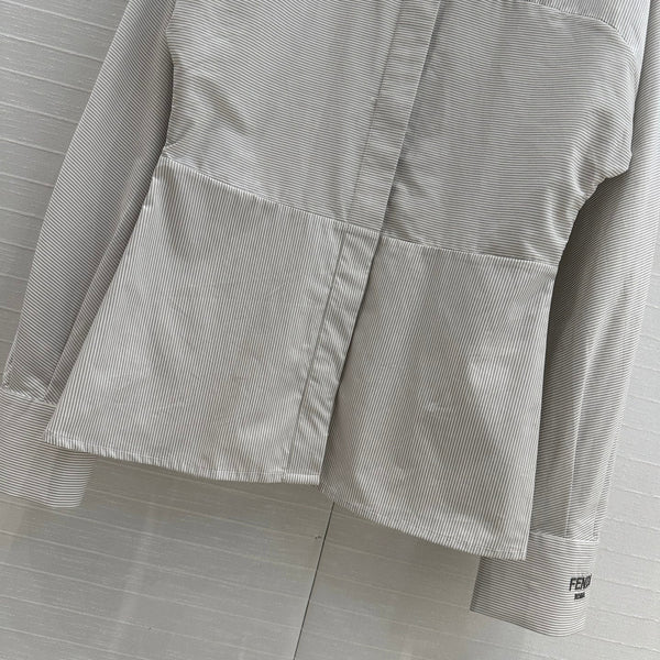 Fendi 25 Patchwork Waist Shirt Light Gray Cotton