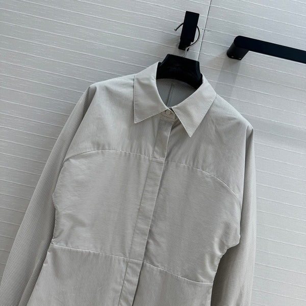 Fendi 25 Patchwork Waist Shirt Light Gray Cotton