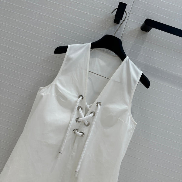 Prada 25 Sleeveless Dress White Cotton