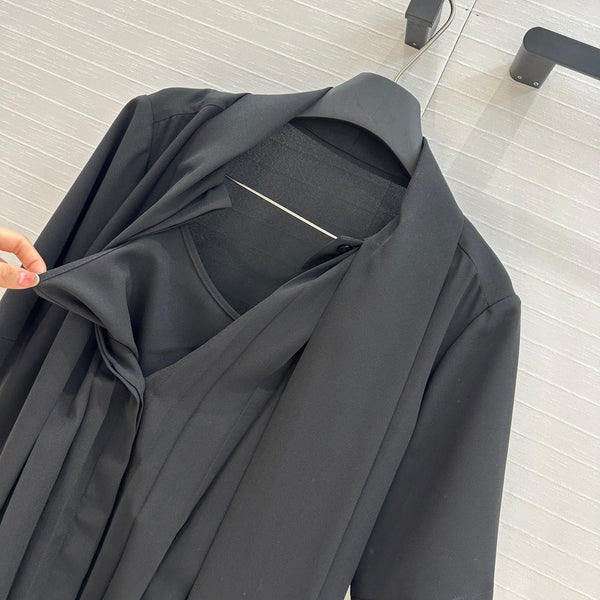 LV 25 Palace Style Short-Sleeved Dress Black Polyester