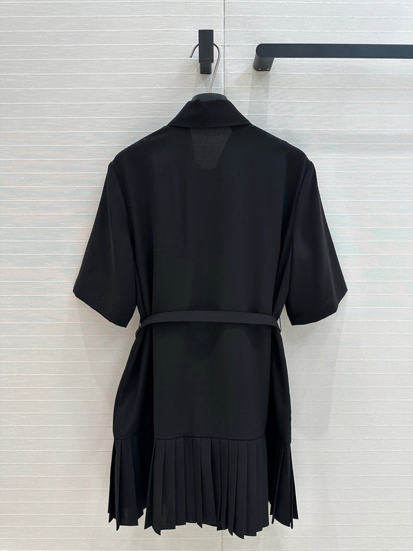 LV 25 Palace Style Short-Sleeved Dress Black Polyester
