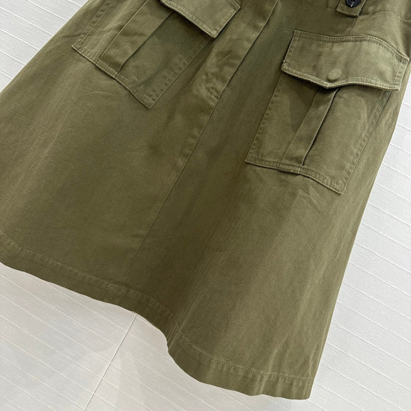 Prada A-line Skirt Khaki Green Cotton