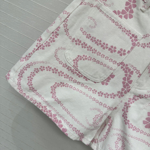 CC 25 Printed Denim Short Pink White Cotton