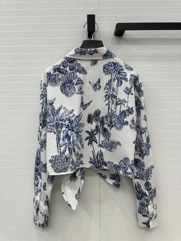 CD 25 Camicia con papillon blu e bianco in cotone