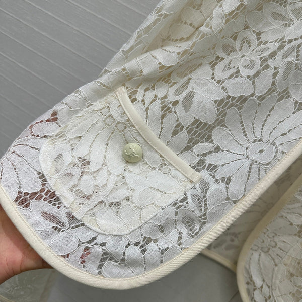 Celine 25 Lace Embroidered Cardigan Jacket White polyester