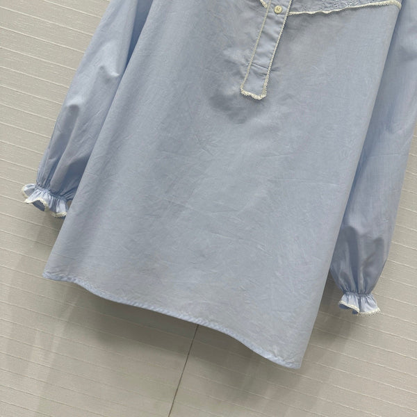 Prada 25 Long Shirt Blue Cotton