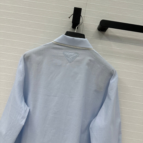 Prada 25 Long Shirt Blue Cotton