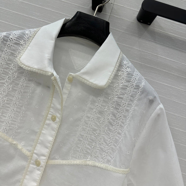 Prada 25 Long Shirt White Cotton