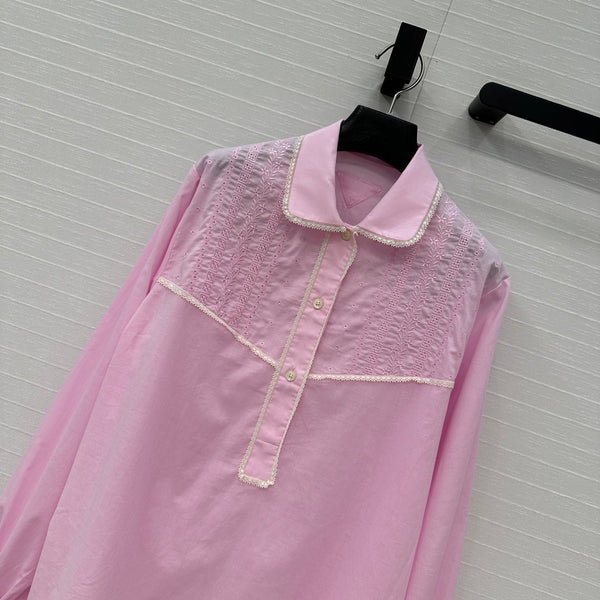 Prada 25 Long Shirt Pink Cotton