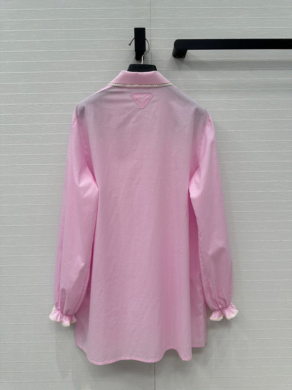 Prada 25 Long Shirt Pink Cotton