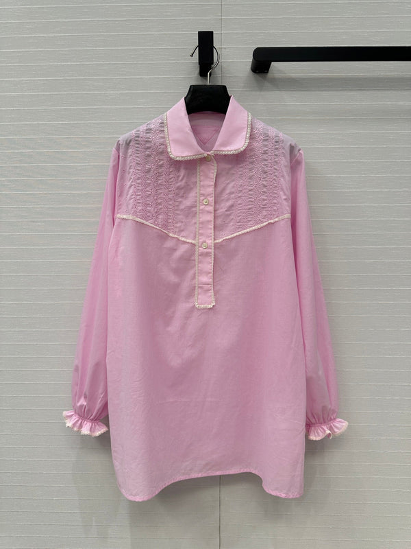 Prada 25 Long Shirt Pink Cotton