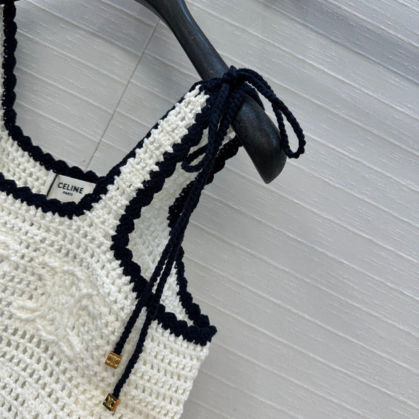 Celine 25 Knitted Small Camisole White Cotton