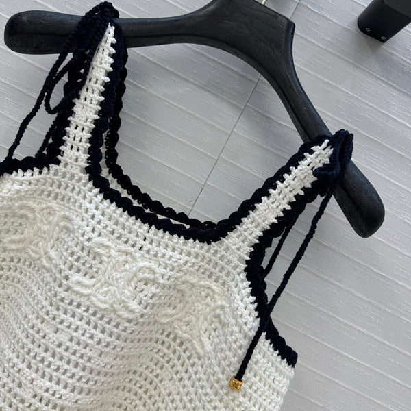 Celine 25 Knitted Small Camisole White Cotton