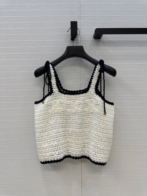 Celine 25 Knitted Small Camisole White Cotton