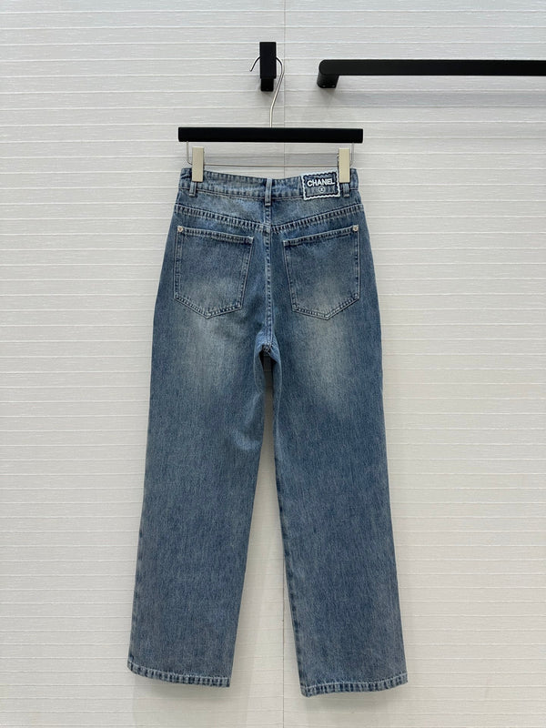 CC 25 Embroidered Pant Blue Denim Cotton