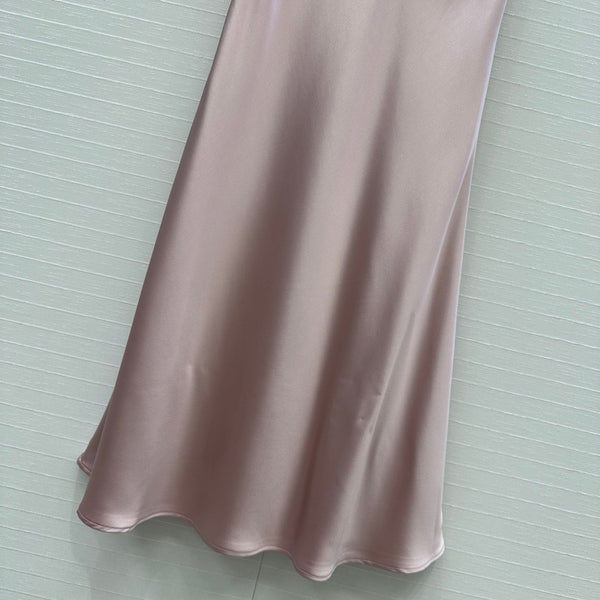 Prada 25 Fishtail Dress Pink Acetate Polyester