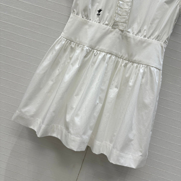 CD 25 Ruffle Sleeve Dress White Cotton