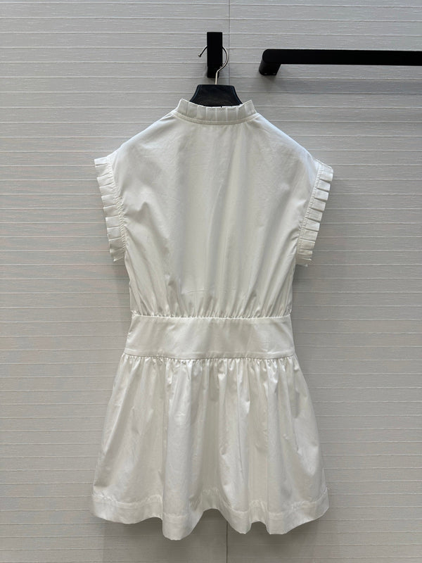 CD 25 Ruffle Sleeve Dress White Cotton
