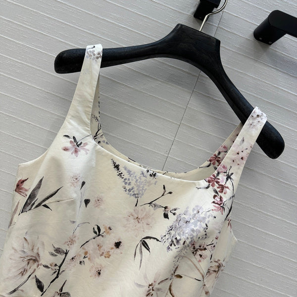 CD 25 Printed Suspender Long Skirt Cotton