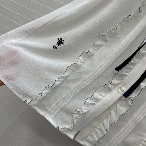 CD Lace-up Sleeveless Shirt White Silk