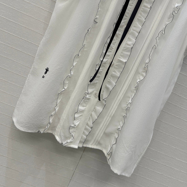 CD Lace-up Sleeveless Shirt White Silk