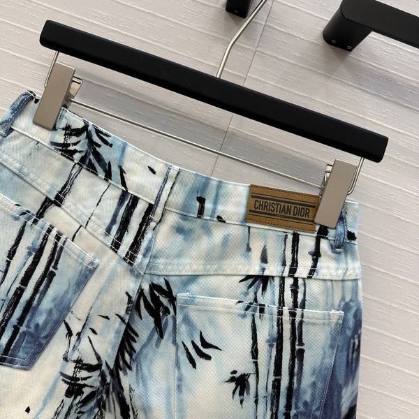 CD 25 Denim Short White Blue Black Cotton