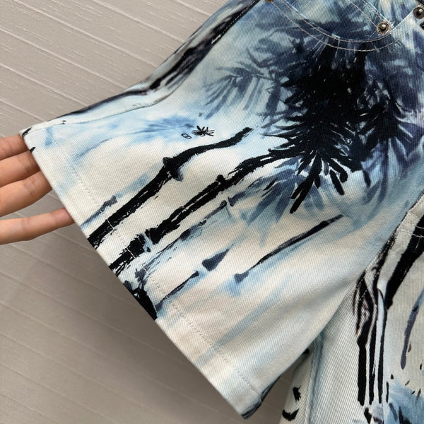 CD 25 Denim Short White Blue Black Cotton