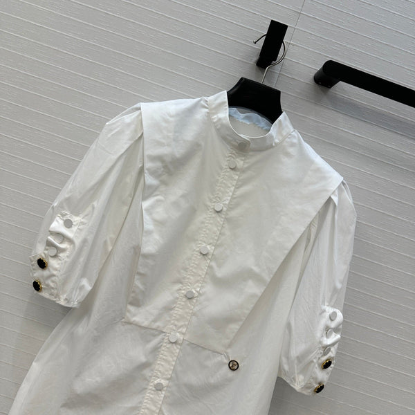 L'ultima elegante camicia da palazzo francese di LV Louis in cotone bianco