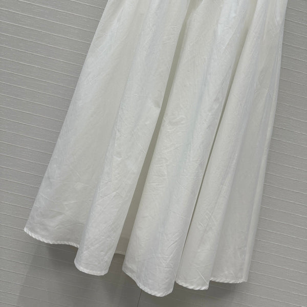 Celine Long Skirt White Cotton Silk
