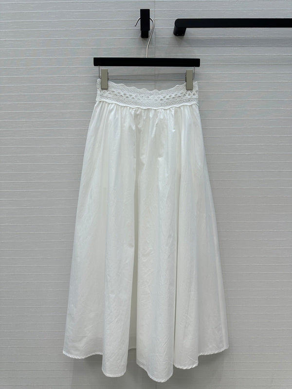 Celine Long Skirt White Cotton Silk