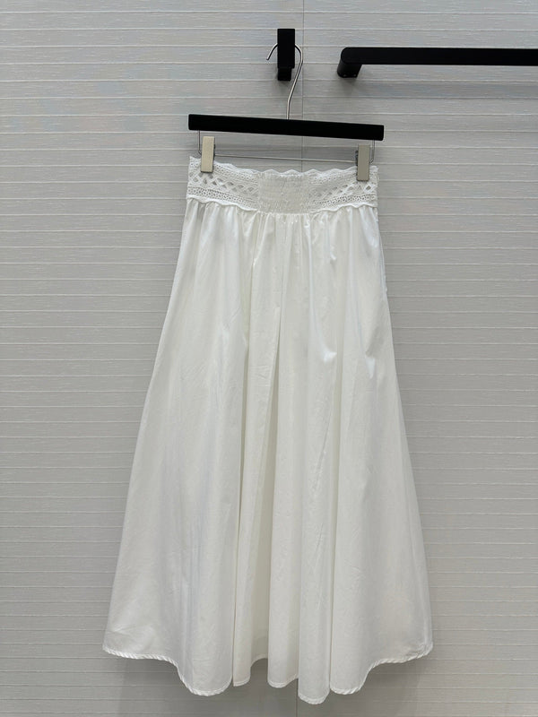 Celine Long Skirt White Cotton Silk