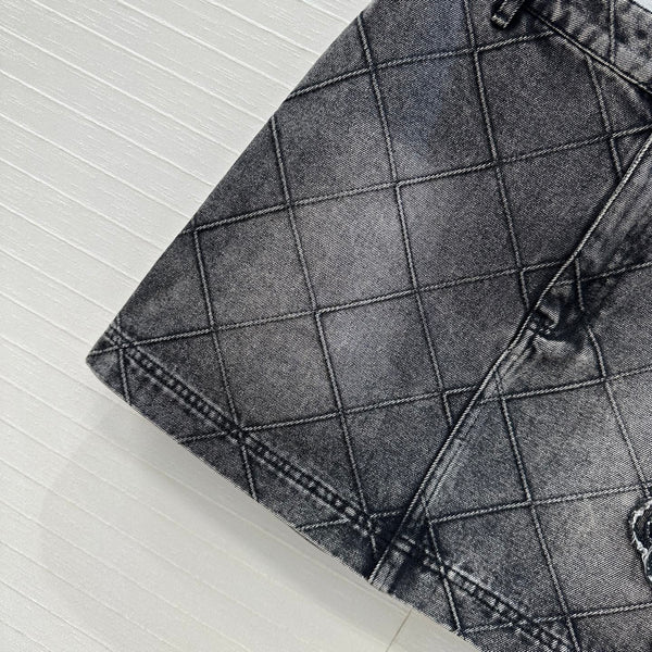 CC Flower Denim Skirt Black Cotton