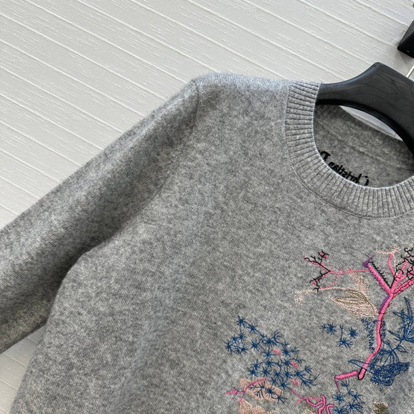 CD 25 Embroidered Sweater Grey Cashmere