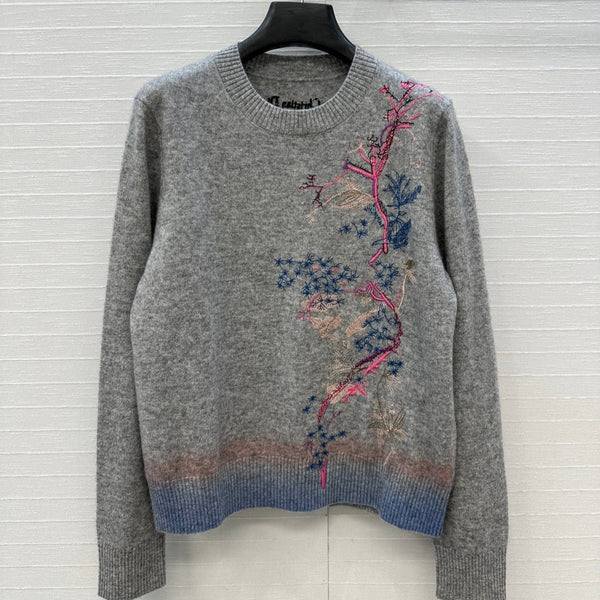 CD 25 Embroidered Sweater Grey Cashmere