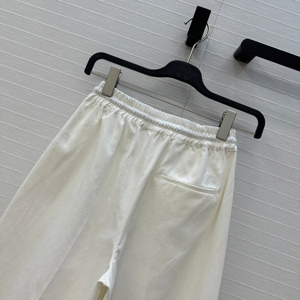 Loewe Wide-leg Straight-leg Pants White Cotton