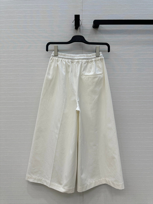 Loewe Wide-leg Straight-leg Pants White Cotton