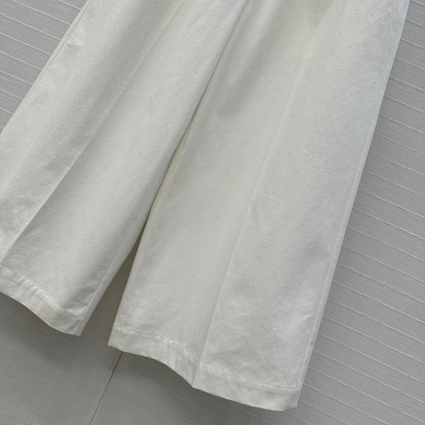 Loewe Wide-leg Straight-leg Pants White Cotton