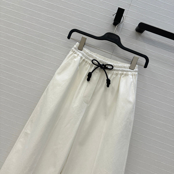 Loewe Wide-leg Straight-leg Pants White Cotton