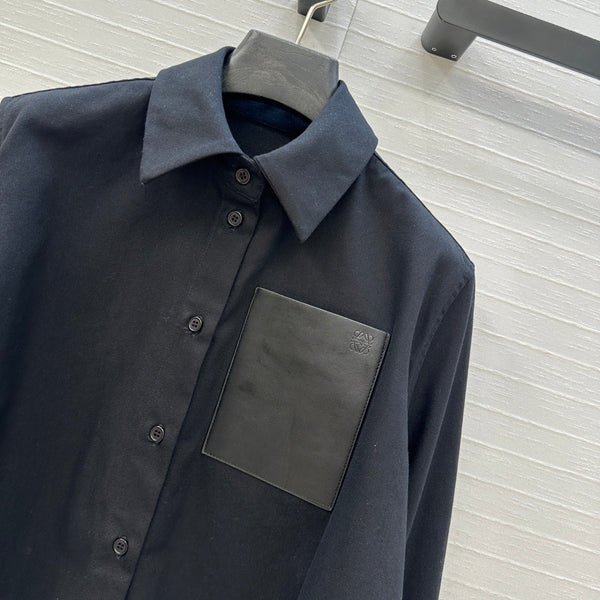 Loewe A-line Denim Shirt Jacket Black Cotton