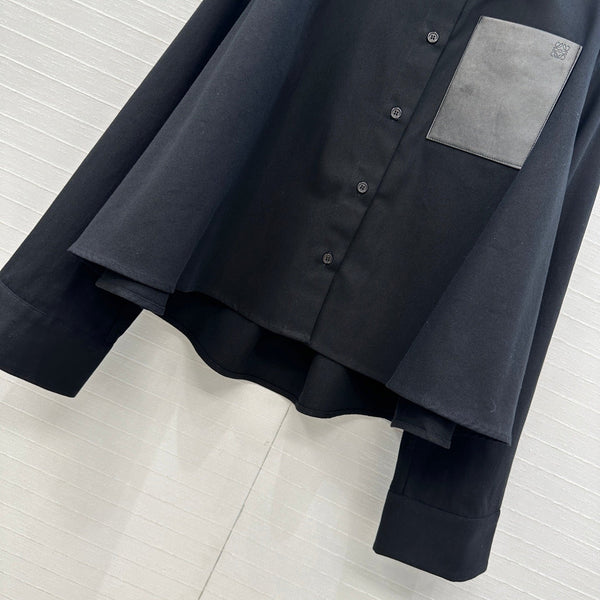 Loewe A-line Denim Shirt Jacket Black Cotton