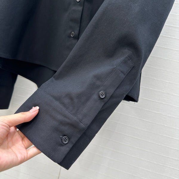 Loewe A-line Denim Shirt Jacket Black Cotton