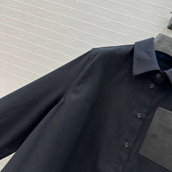 Loewe A-line Denim Shirt Jacket Black Cotton