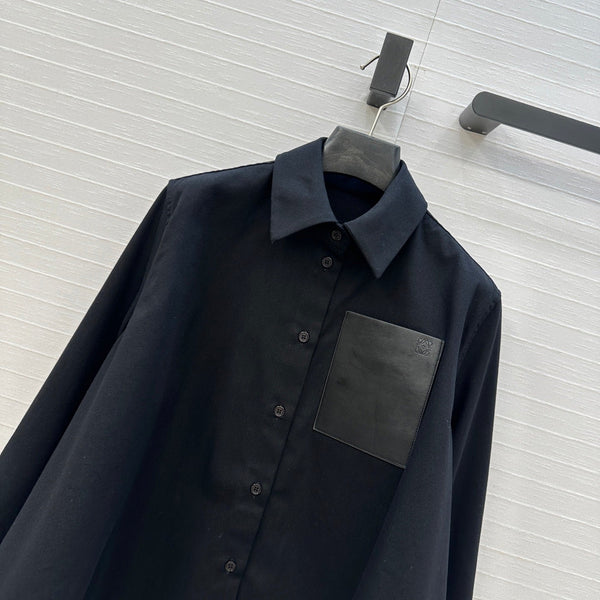 Loewe A-line Denim Shirt Jacket Black Cotton