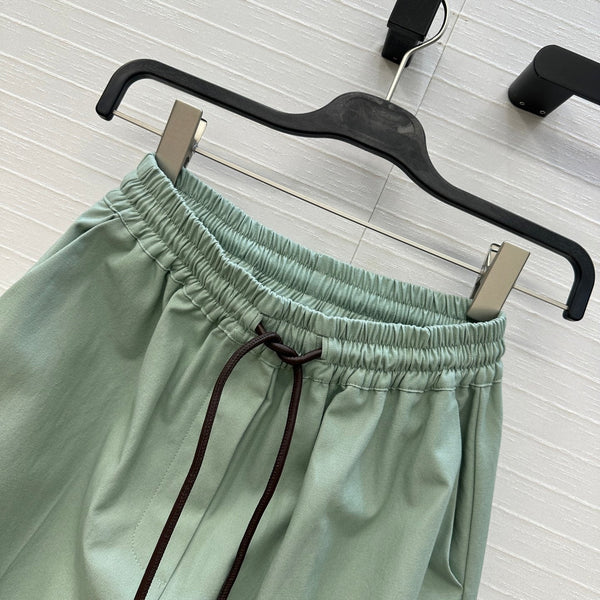 Loewe Wide-leg Straight-leg Pants Green Cotton