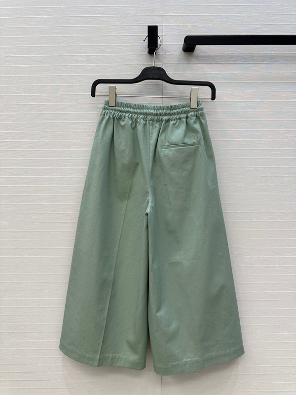 Loewe Wide-leg Straight-leg Pants Green Cotton
