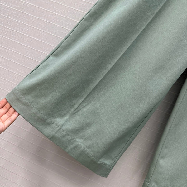 Loewe Wide-leg Straight-leg Pants Green Cotton