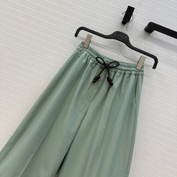Loewe Wide-leg Straight-leg Pants Green Cotton