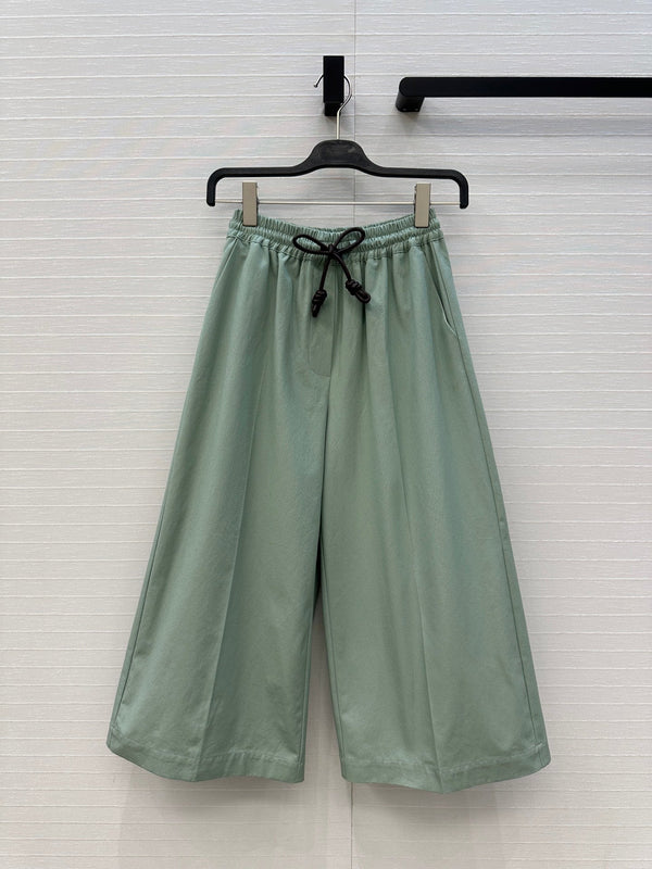 Loewe Wide-leg Straight-leg Pants Green Cotton