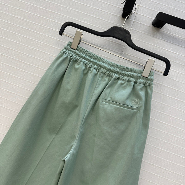 Loewe Wide-leg Straight-leg Pants Green Cotton