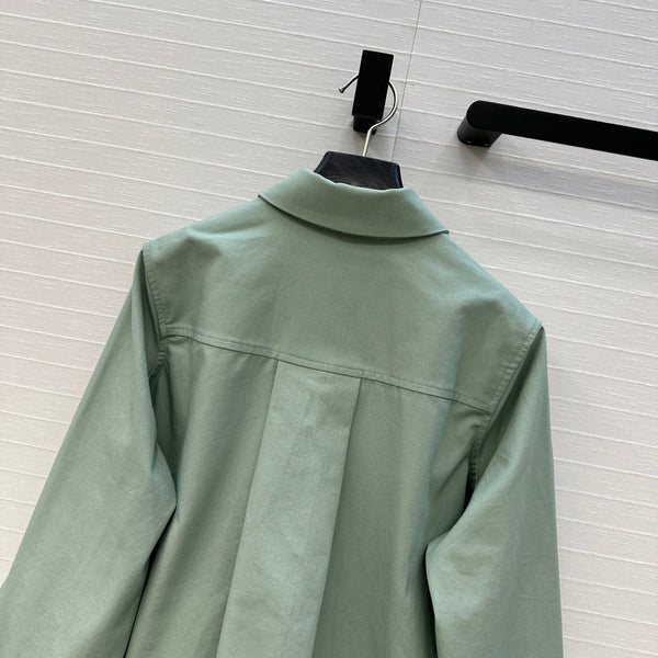 Loewe A-line Denim Shirt Jacket Green Cotton